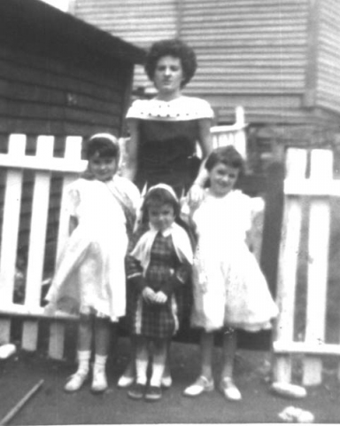 228: Bernardine Whelan (tallest), Mercedes Ryan, Betty Kerrivan, Linda Whelan. (circa 1960) [courtesy  of Hilda (Whelan) Denty]  - Bernardine and Linda daughters of Leo Whelan &amp;amp; Elizabeth Bishop; Mercedes daughter of  John Ryan &amp;amp; Joan Barry; Betty daughter of Francis Kerrivan &amp;amp; Anna Norman